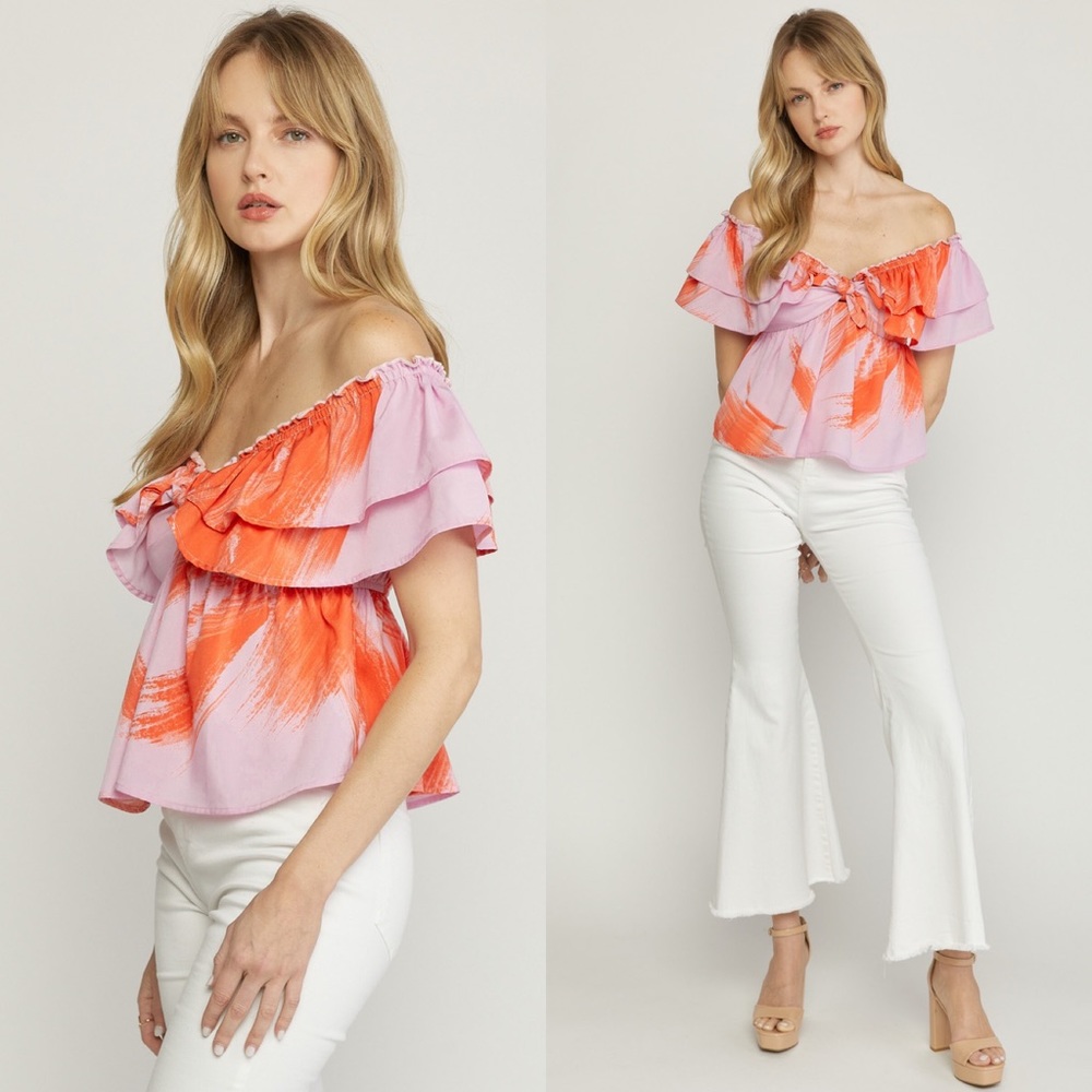 🌴ENTRO Off the shoulder ruffle top🌴